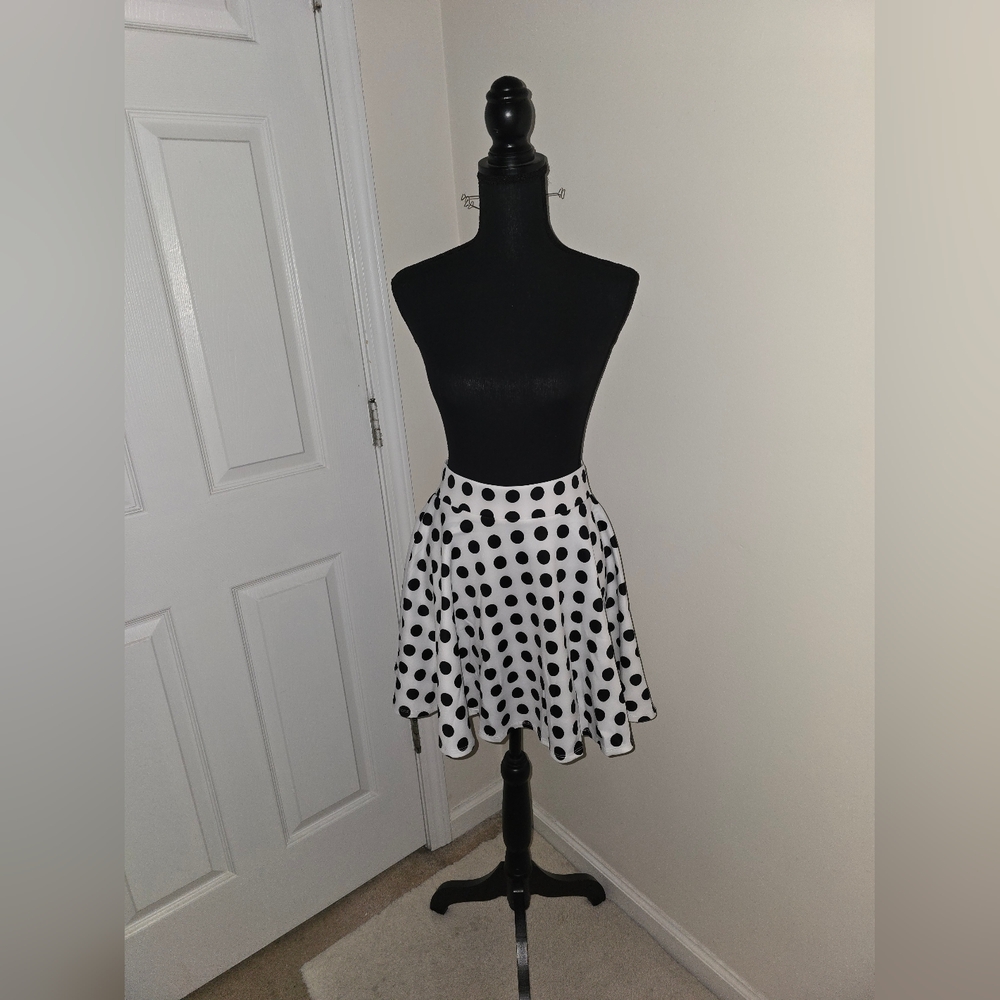 Polka Dot Skater Skirt - Black and White